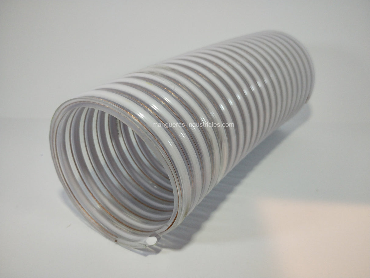 tubería robustas y atóxicas diseñadas para transportar alimentos color cristal con espiral blanco