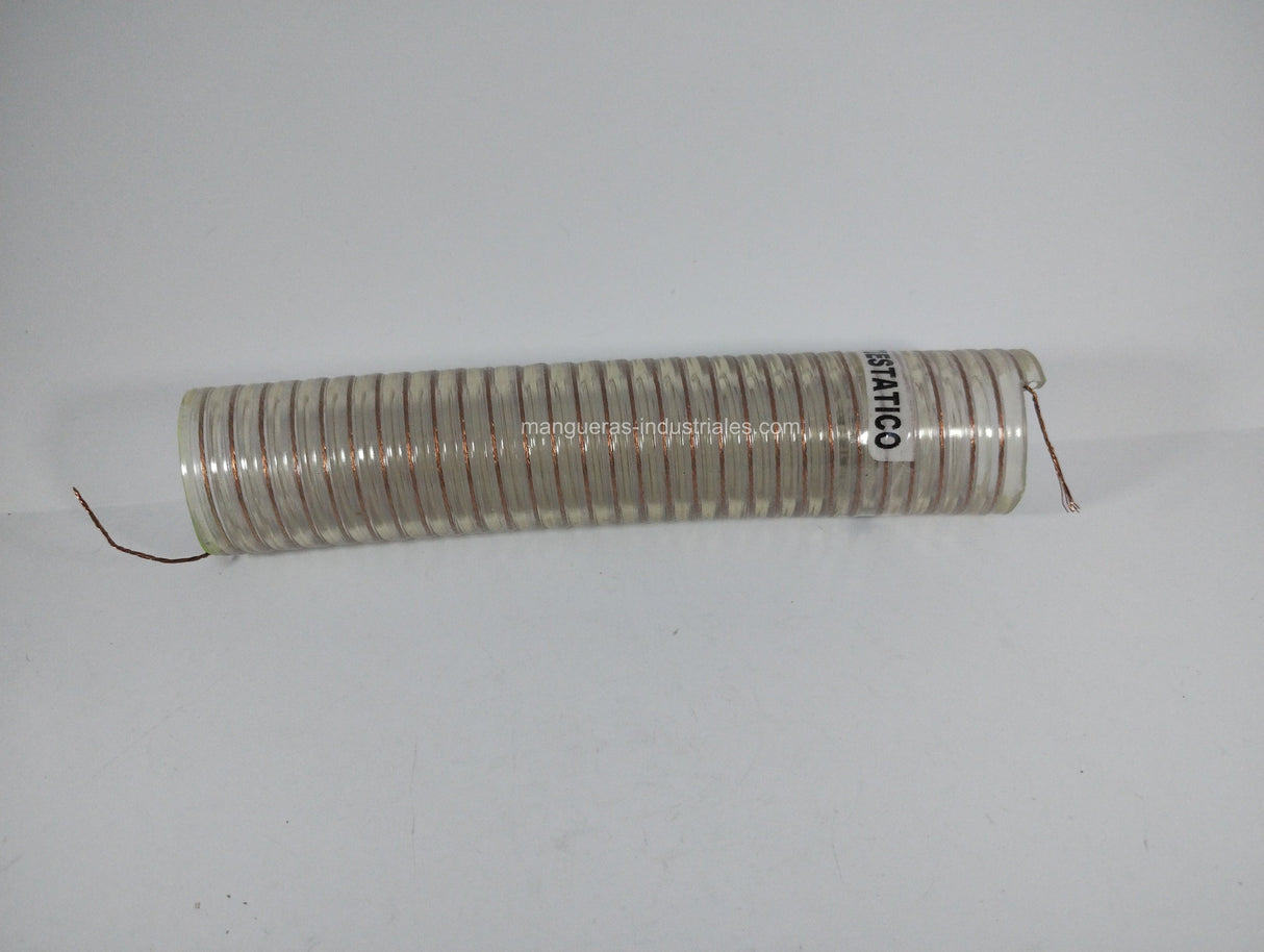manguera tipo RURAL CON ANTIESTÁTICO color cristal, ideal para el movimiento de granos, pellets, arenas y otros materiales susceptibles a la generación de estática.